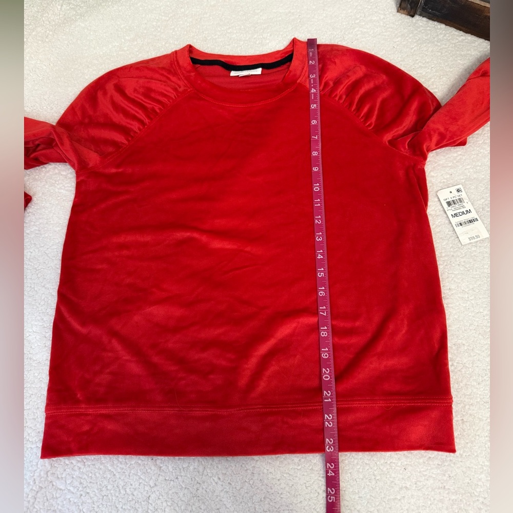 Charter Club red velour top - Picture 5 of 8